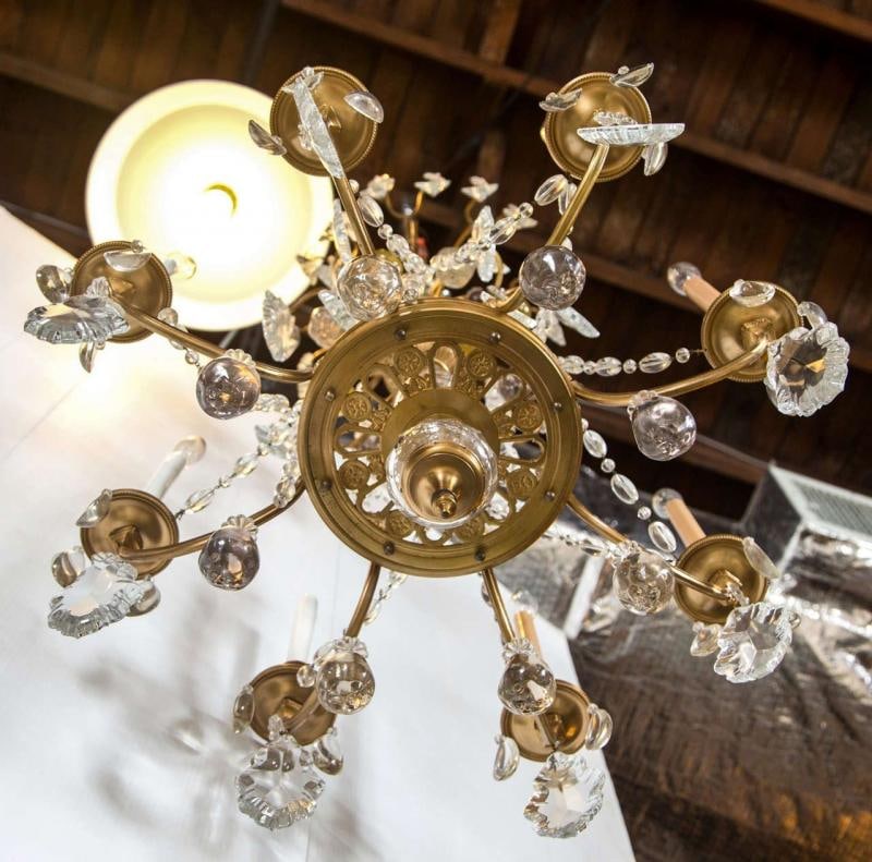 A Finely Cast Bronze and Crystal Eight Arm Chandelier - 5