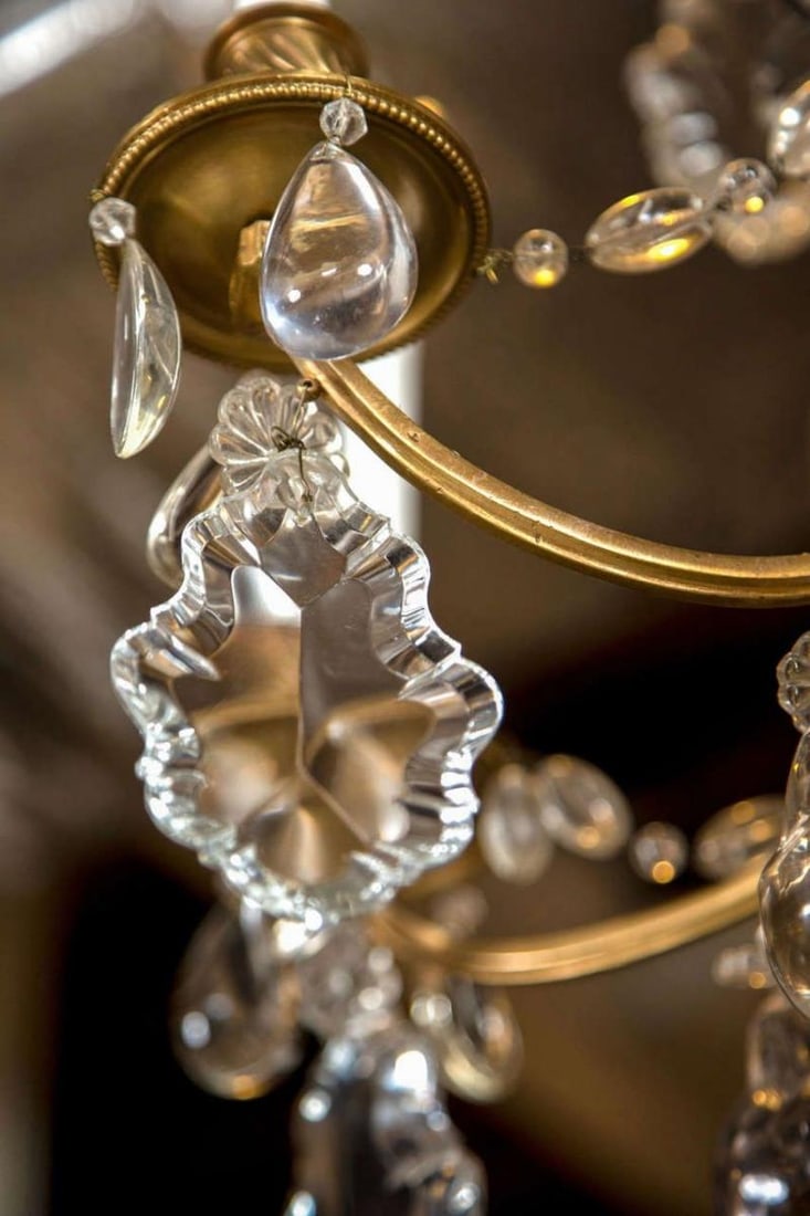 A Finely Cast Bronze and Crystal Eight Arm Chandelier - 8