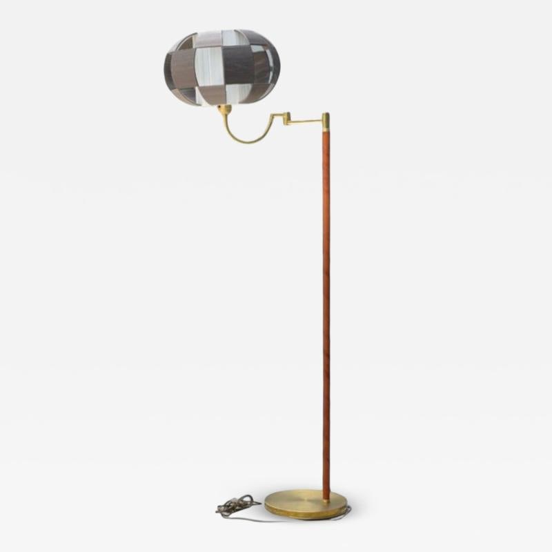 E.W.A., Swedish Modern, Leather, Brass, Floor Lamp, Sweden, 1950s (1 of 8)