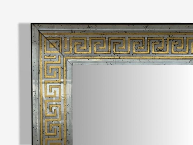 Hollywood Regency Style, Etched Glass, Gilt, Greek Key Wall Mirrors, USA, 21st c - 3