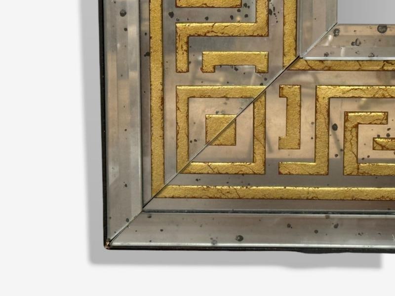 Hollywood Regency Style, Etched Glass, Gilt, Greek Key Wall Mirrors, USA, 21st c - 5