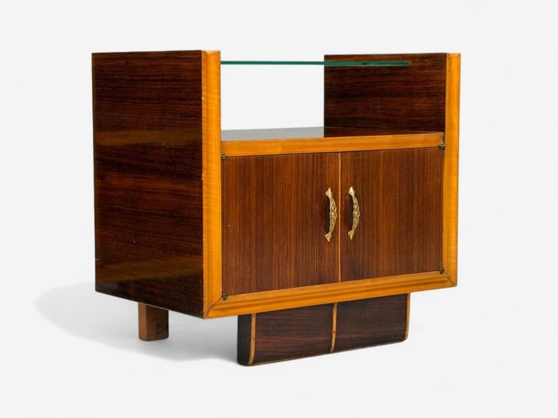 Italian Modern, Wood, Brass, Glass, Nightstands, Italy, 1950s - 10