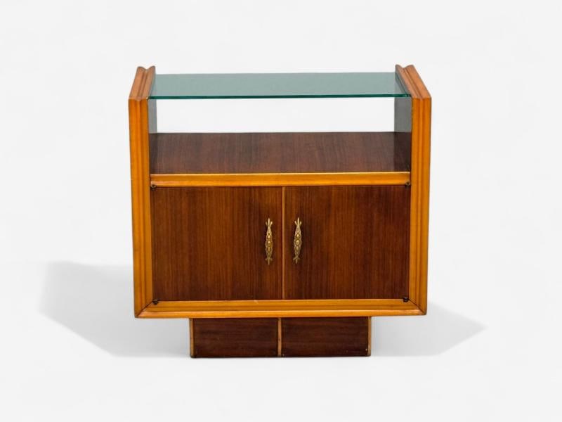 Italian Modern, Wood, Brass, Glass, Nightstands, Italy, 1950s - 5