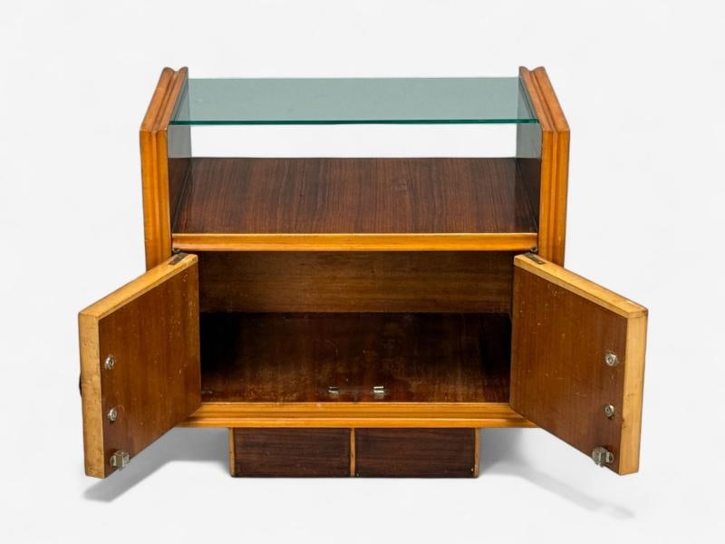 Italian Modern, Wood, Brass, Glass, Nightstands, Italy, 1950s - 9