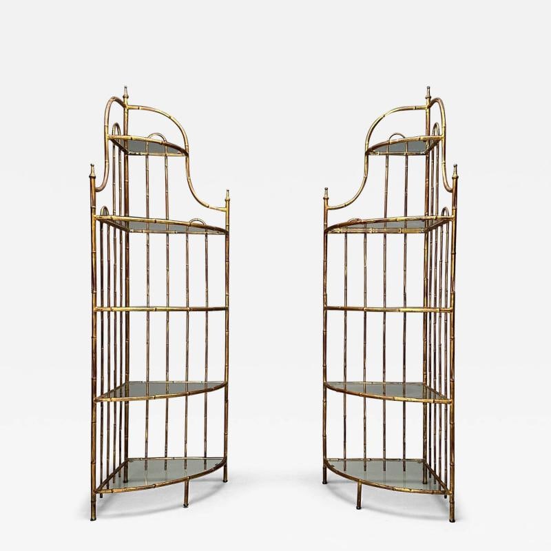 Maison Jansen, Hollywood Regency, Etagères, Brass Faux Bamboo, 1970s (1 of 10)