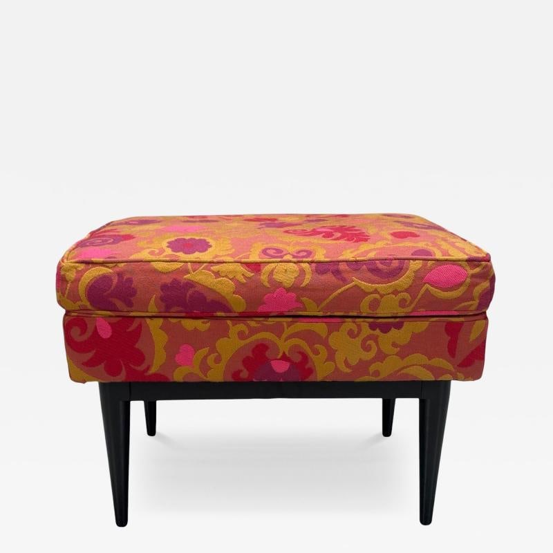 Paul McCobb, Ebonized Wood, Fabric, Ottoman, USA, 1950s (1 of 8)