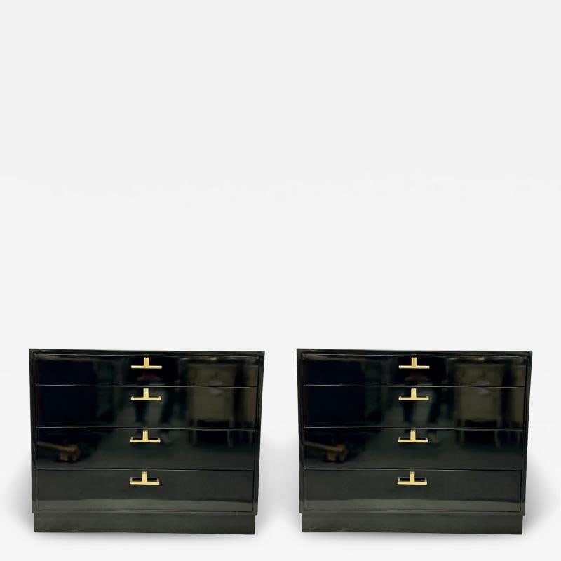 Mid-Century Modern American Designer Black Lacquer Cabinets / Nightstands, Brass (1 of 12)