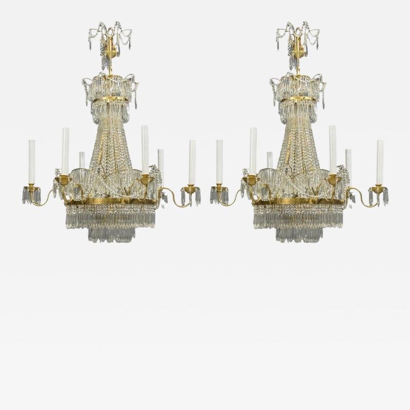 Russian Neoclassical Style, Monumental Chandeliers, Bronze, Crystal, 1960s: Title: Russian Neoclassical Style, Monumental Chandeliers, Bronze, Crystal, 1960s Description: Description 1: Russian Neoclassical Style, Monumental Chandeliers, Brass, Crystal, 1960s A spectacular pa