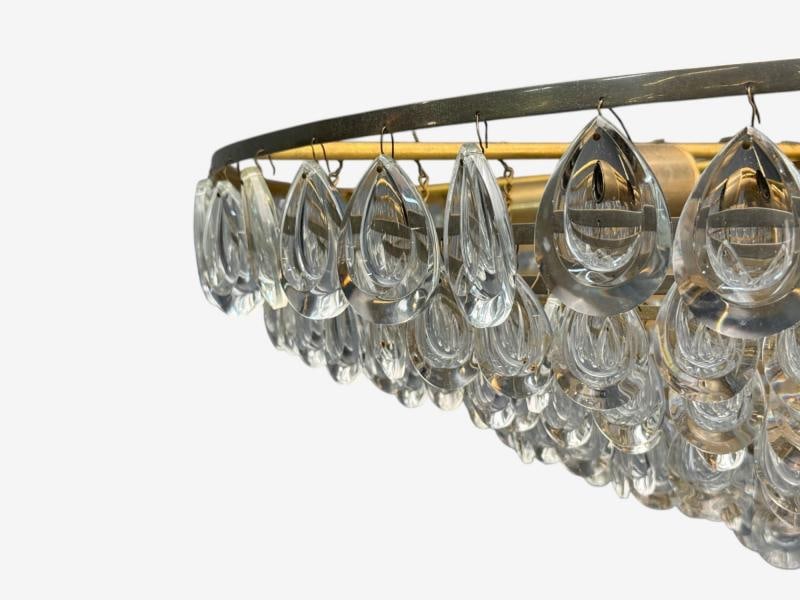 Palwa, Teardrop Glass, Brass, Tiered Chandelier, Germany, 1960s - 4