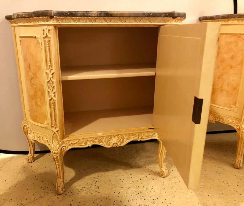 Pair of Hostetler Custom Faux Painted Marble-Top Commodes or Nightstands - 4