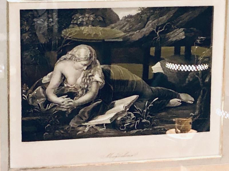 Diminutive Etching of Magdelena in a Gilt Frame Signed G. Batoni - 3