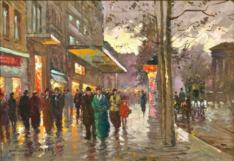 Edouard-Léon Cortès, Oil on Canvas, French Painting, Paris Street Scene, 20th C. (1 of 10)