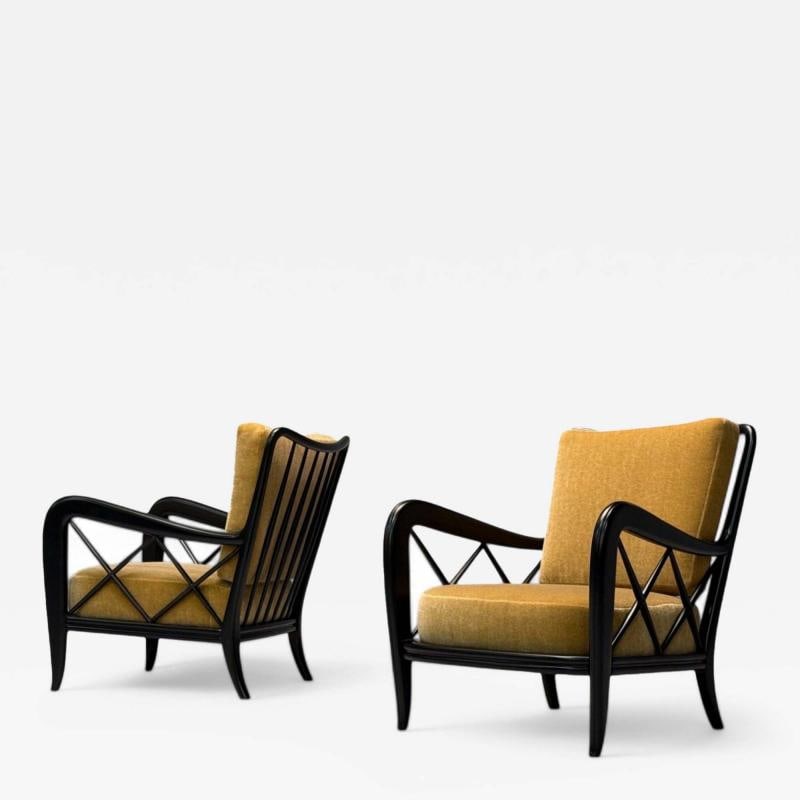 Paolo Buffa attr, Italian Mid-Century Modern, Camel Mohair, Lounge Chairs, 1940s - 2