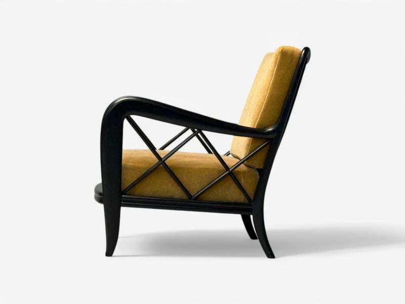 Paolo Buffa attr, Italian Mid-Century Modern, Camel Mohair, Lounge Chairs, 1940s - 9