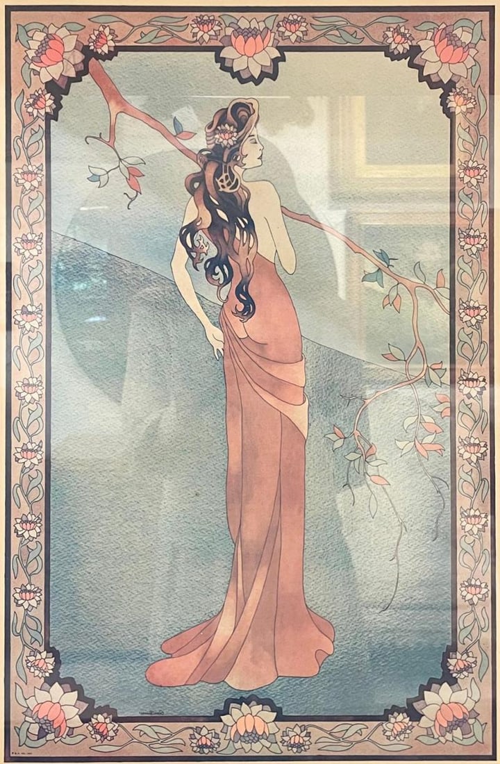 Art Nouveau Style Print Elegant Woman in the Forest (1 of 12)