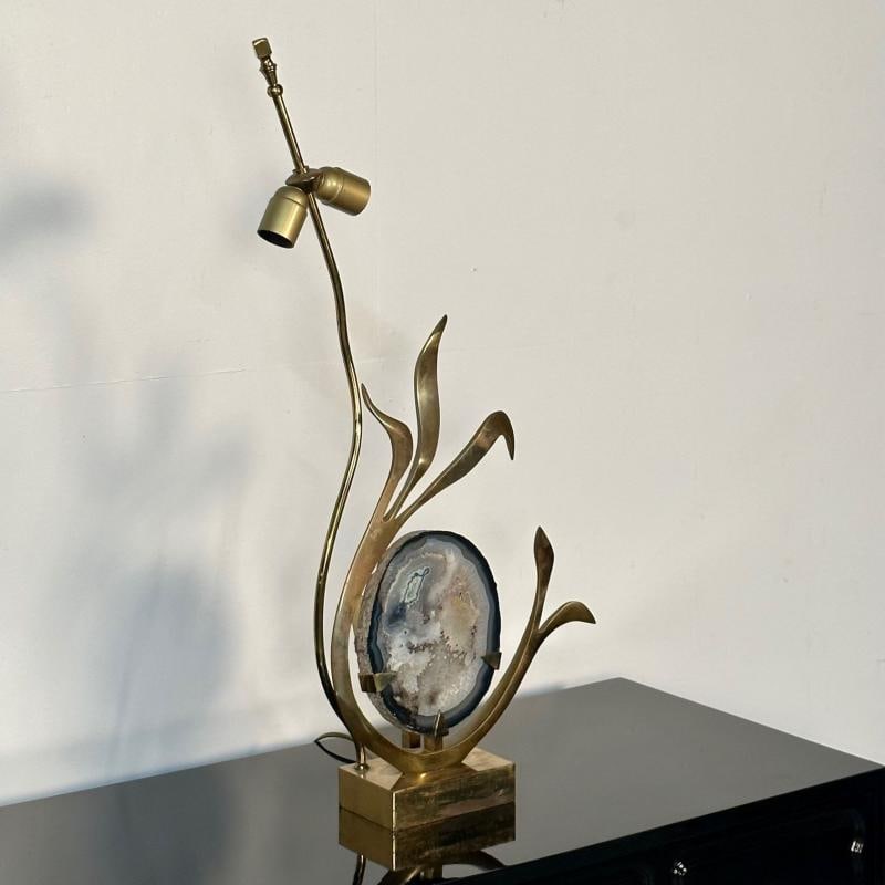 Mid-Century Modern Signed Willy Daro Bronze, Agate Sculptural Table Lamp, 1970s - 13