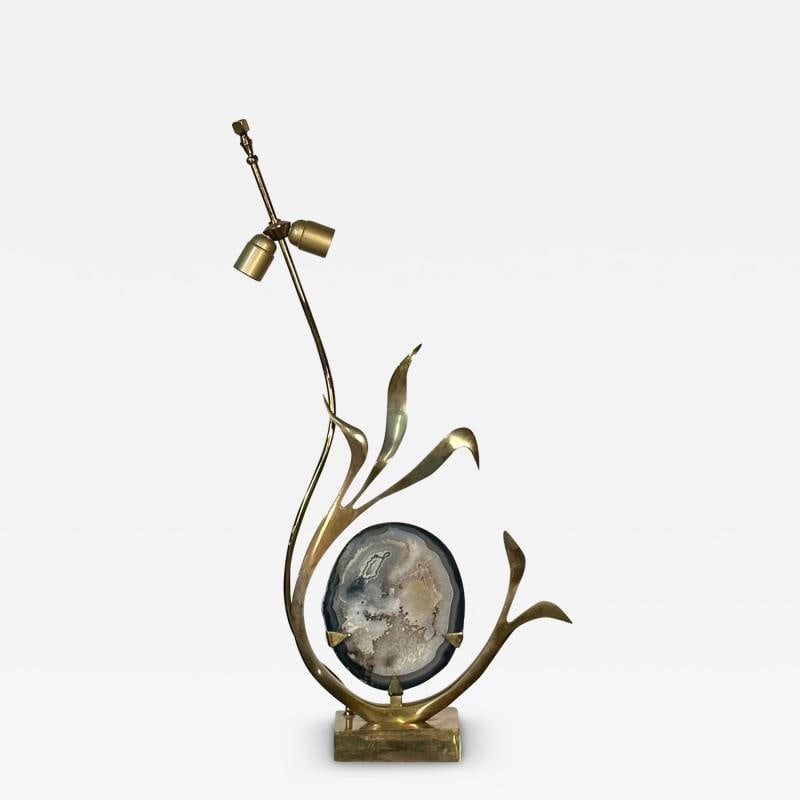 Mid-Century Modern Signed Willy Daro Bronze, Agate Sculptural Table Lamp, 1970s (1 of 13)