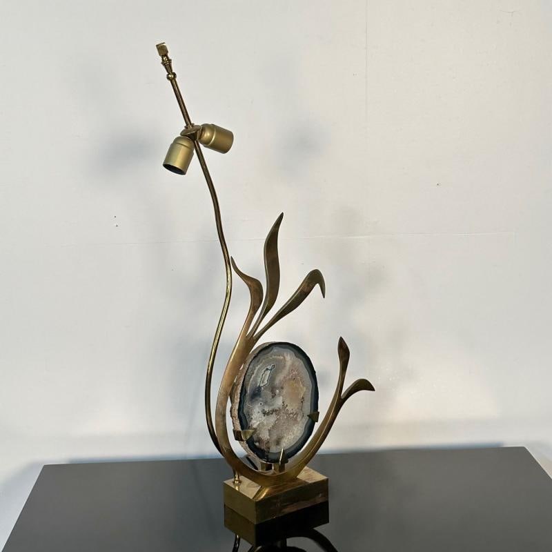 Mid-Century Modern Signed Willy Daro Bronze, Agate Sculptural Table Lamp, 1970s - 8
