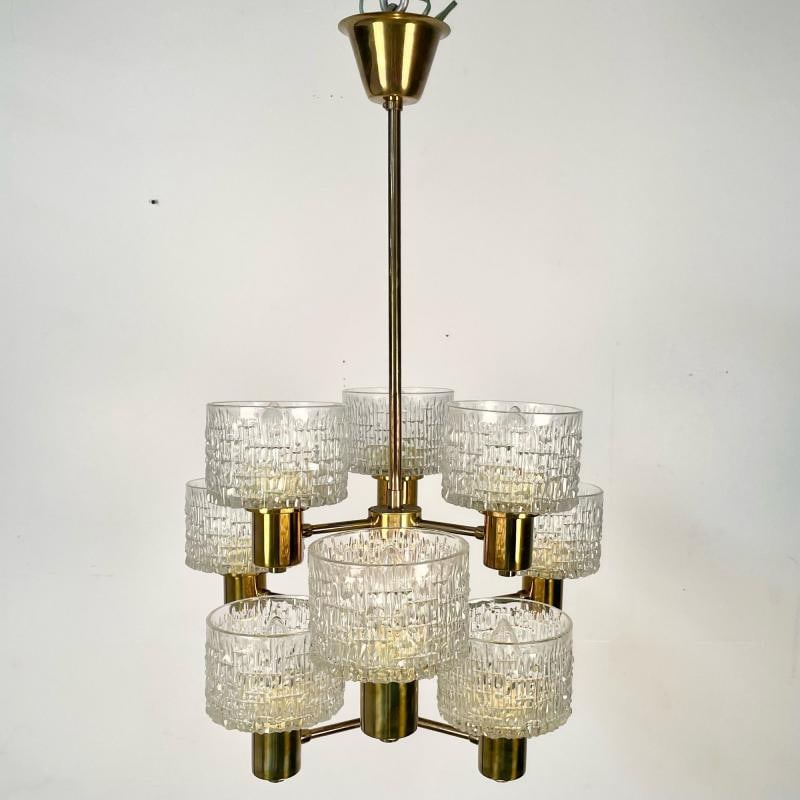 Hans-Agne Jakobsson, Swedish Mid-Century Modern, 9 Light Chandelier, Brass - 10