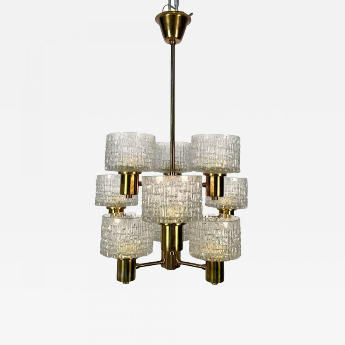 Hans-Agne Jakobsson, Swedish Mid-Century Modern, 9 Light Chandelier, Brass (1 of 11)