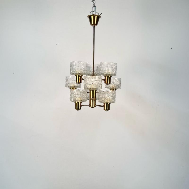 Hans-Agne Jakobsson, Swedish Mid-Century Modern, 9 Light Chandelier, Brass - 5