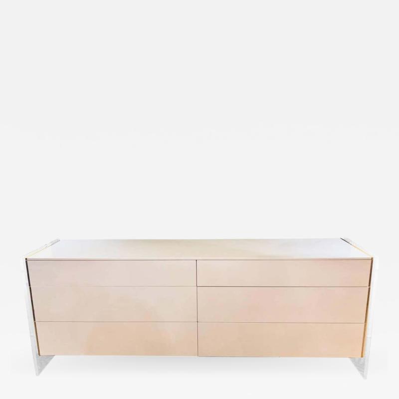 Mid-Century Modern White Dresser or Commode with Lucite Sides by John Stuart (1 of 10)