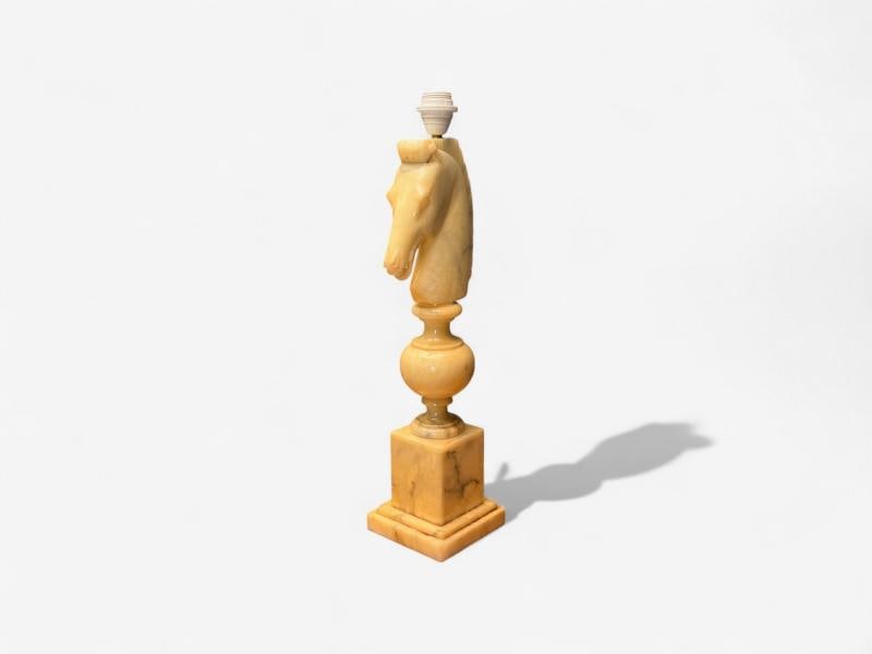 Italian Modern, Hand Carved Alabaster, Horse Motif, Table Lamps, Italy, 1950s - 2
