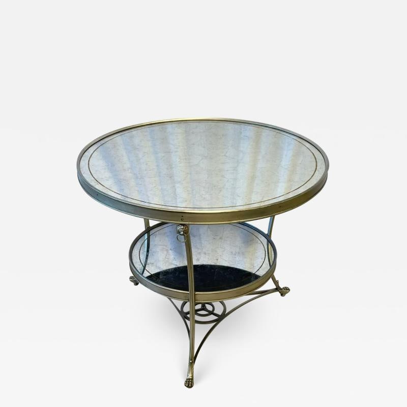 Hollywood Regency Style Mirrored Gueridon, Center Table, Silver Gilt, Lion Heads (1 of 12)