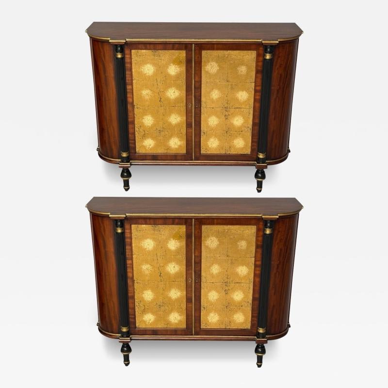 Maison Jansen Style, Console Table Cabinets, Flame Mahogany, Eglomise Glass (1 of 11)