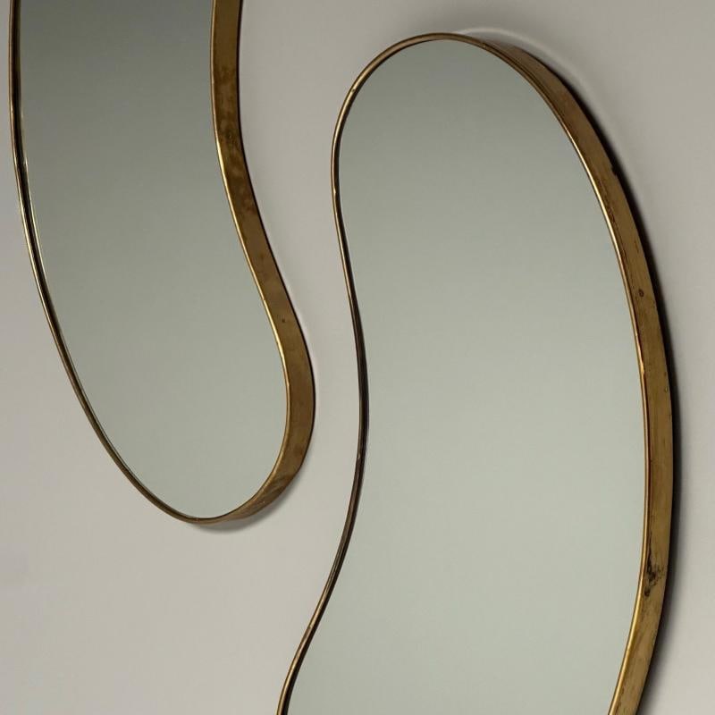 Italian Mid-Century Modern, Wall Mirrors, Organic Form, Brass, Italy, 1950s - 5