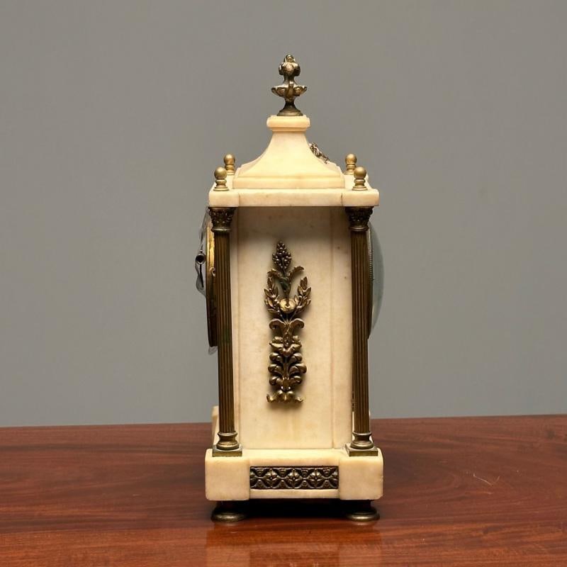 Marble and Bronze French Mantle, Bracket or Table Clock, France, Signed - 11