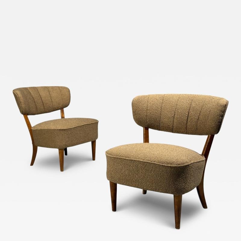 Lisa Johansson-Pape, Lounge Chairs, Brown Boucle, Wood, Finland, 1940s (1 of 11)