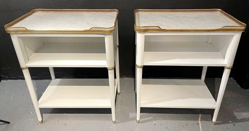 Pair of Swedish Neoclassical Open Nightstands or End Tables Manner Jansen - 4