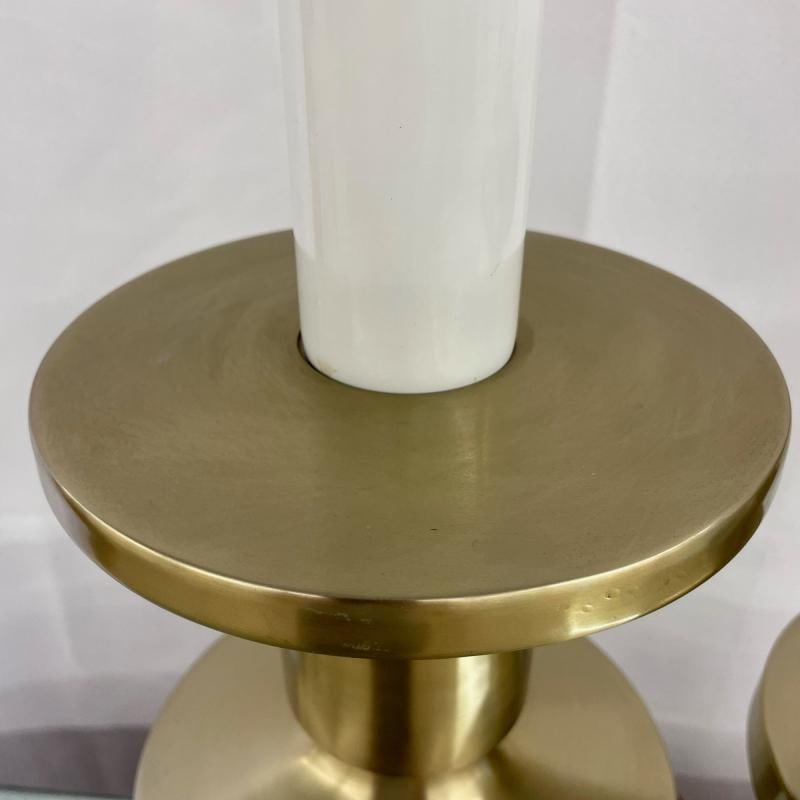 Pair of Hollywood Regency Solid Brass Table / Desk Lamps, Candlestick, Modern - 6