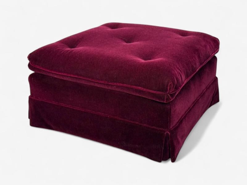Traditional, Aubergene Mohair, Rolling Ottoman, England, 1970s - 3