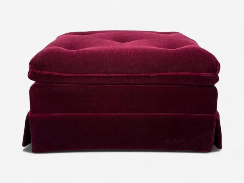 Traditional, Aubergene Mohair, Rolling Ottoman, England, 1970s - 4