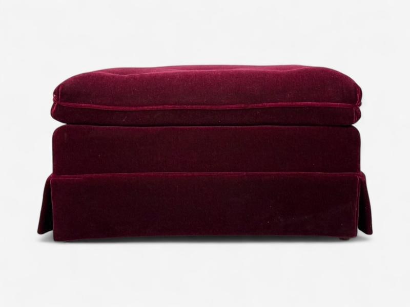 Traditional, Aubergene Mohair, Rolling Ottoman, England, 1970s - 7