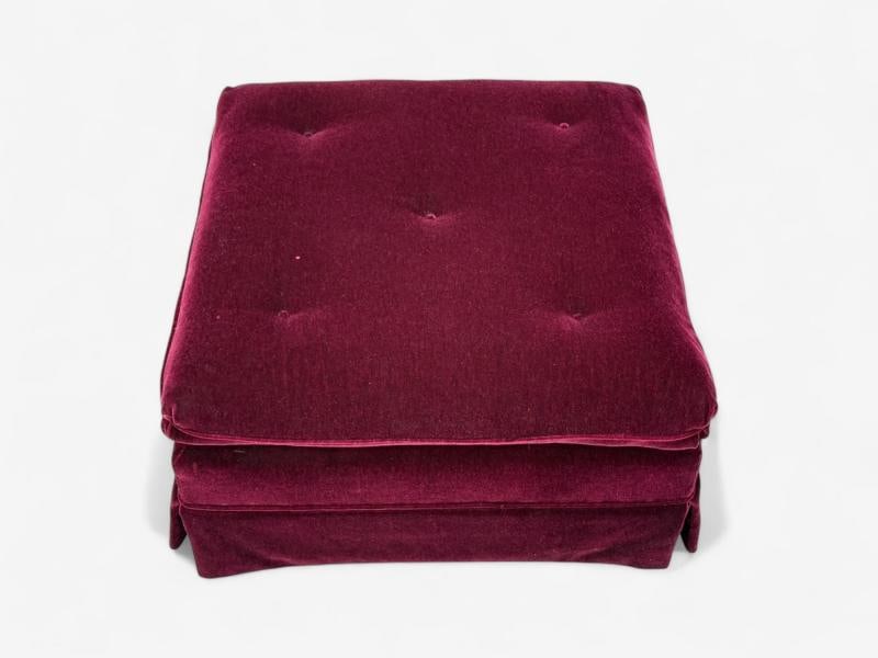 Traditional, Aubergene Mohair, Rolling Ottoman, England, 1970s - 8