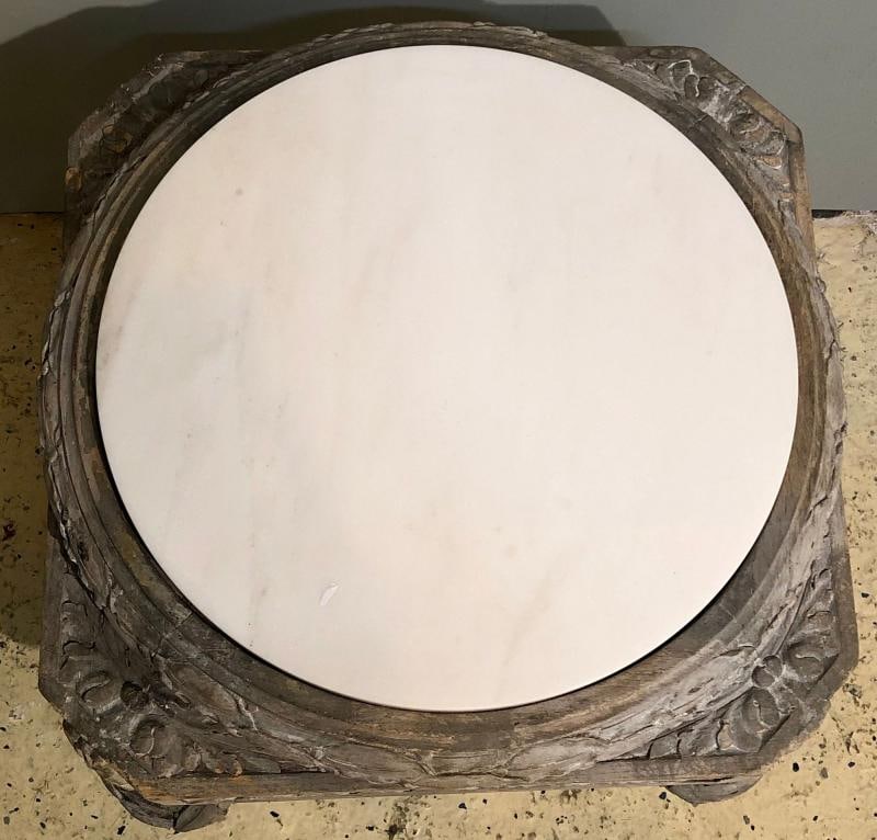 Gray Painted Swedish Stool with New Marble Top 19th Century Beechwood - 6