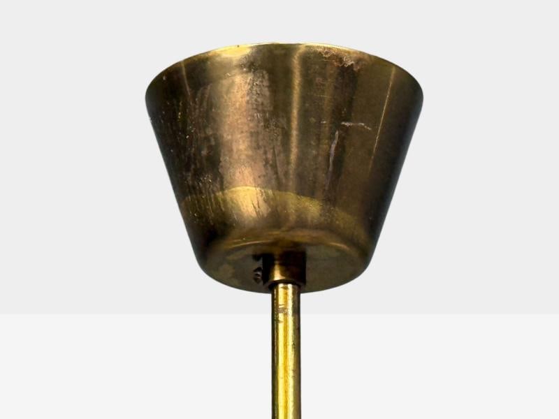 Swedish Modern, Pendant Light, Opaline Glass, Brass, Sweden, 1940s - 11