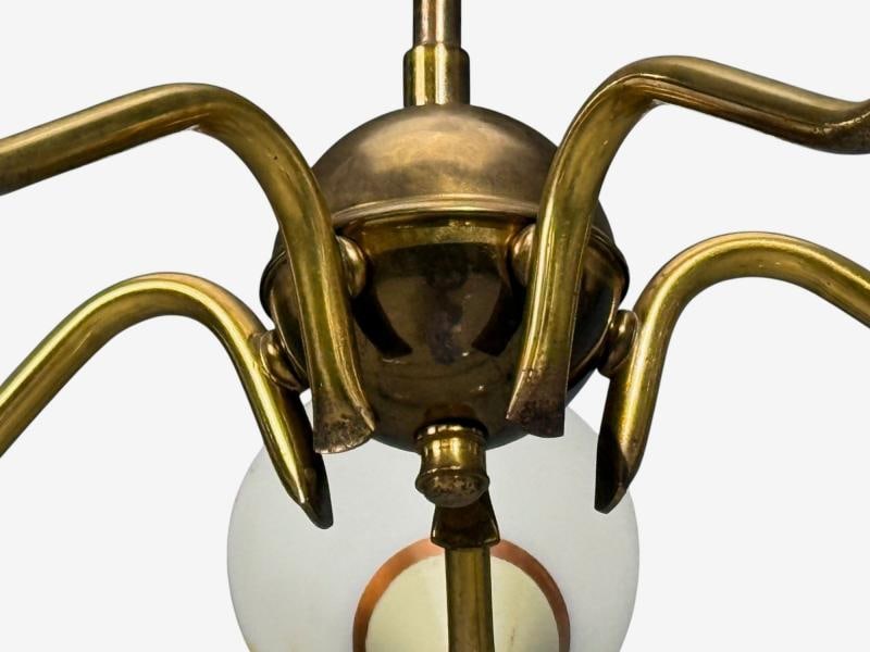 Swedish Modern, Pendant Light, Opaline Glass, Brass, Sweden, 1940s - 7