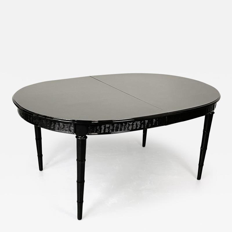 Faux Bamboo and Wicker Dining Table, Ebony, American of Martinsville (1 of 13)