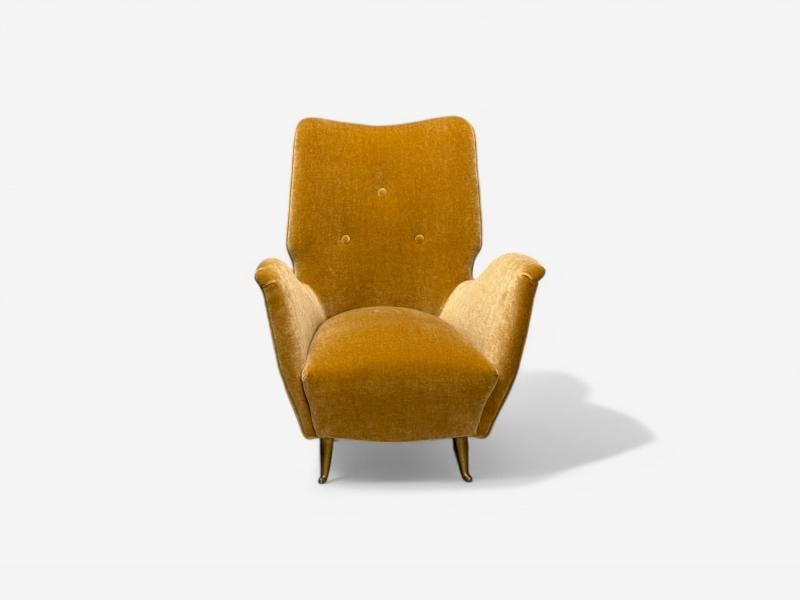 ISA Bergamo, Italian Mid-Century, Bronze, Camel Mohair, Lounge Chairs, 1950s - 6
