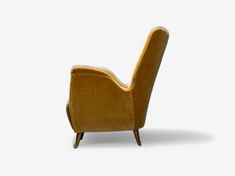 ISA Bergamo, Italian Mid-Century, Bronze, Camel Mohair, Lounge Chairs, 1950s - 7