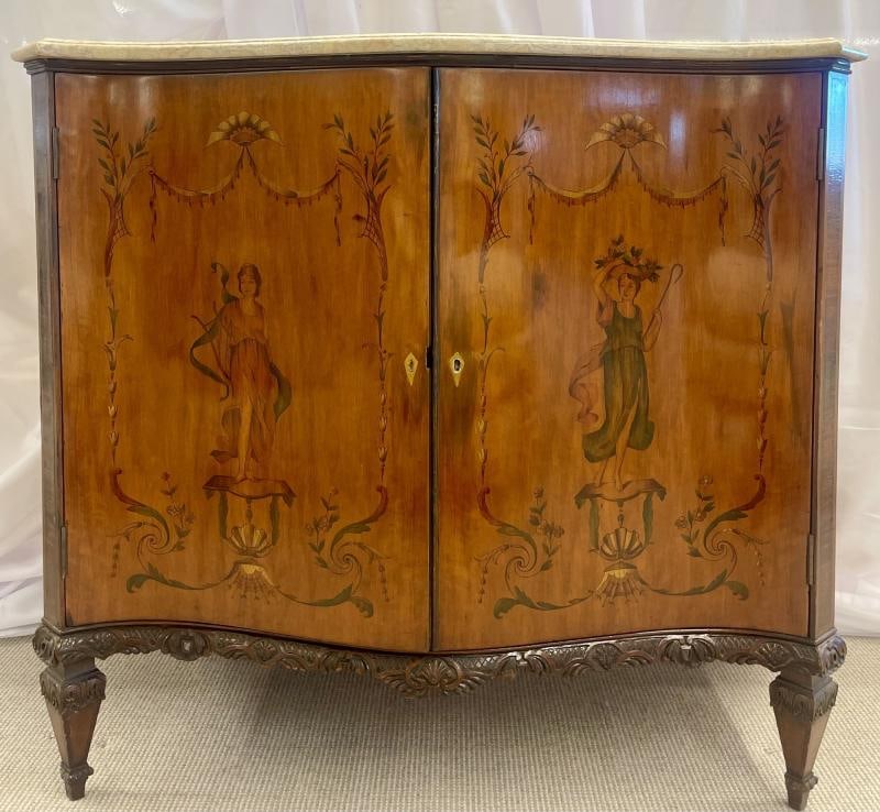 Edwardian Adams Style Marble-Top Curved Front Finely Detailed Commode - 2