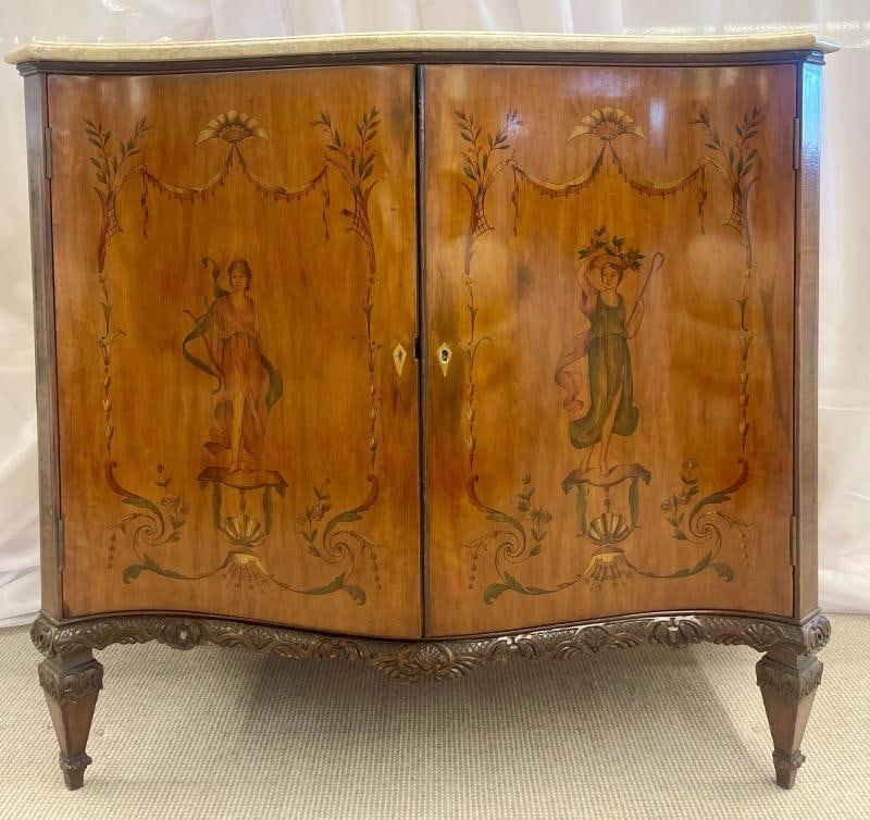 Edwardian Adams Style Marble-Top Curved Front Finely Detailed Commode - 3