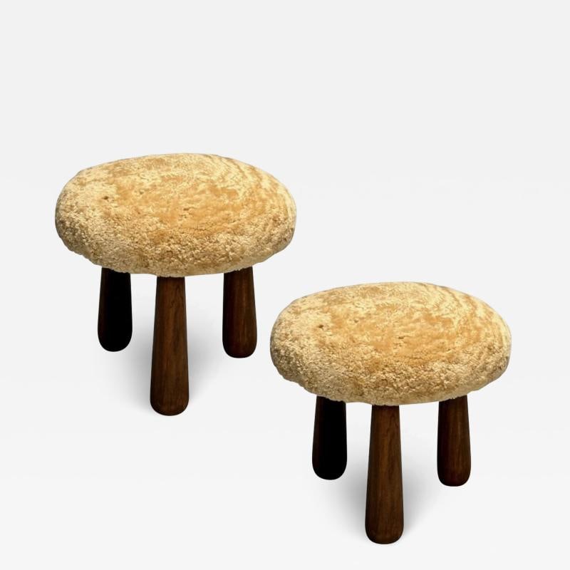 Contemporary, Danish Modern, Sheepskin Stools, Honey Shearling, Maple (1 of 11)