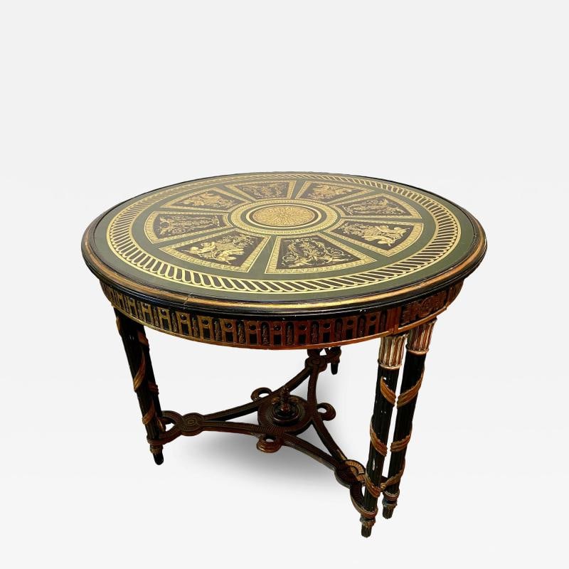 Hollywood Regency French Neoclassical Style Églomisé Center Table, End Table (1 of 12)