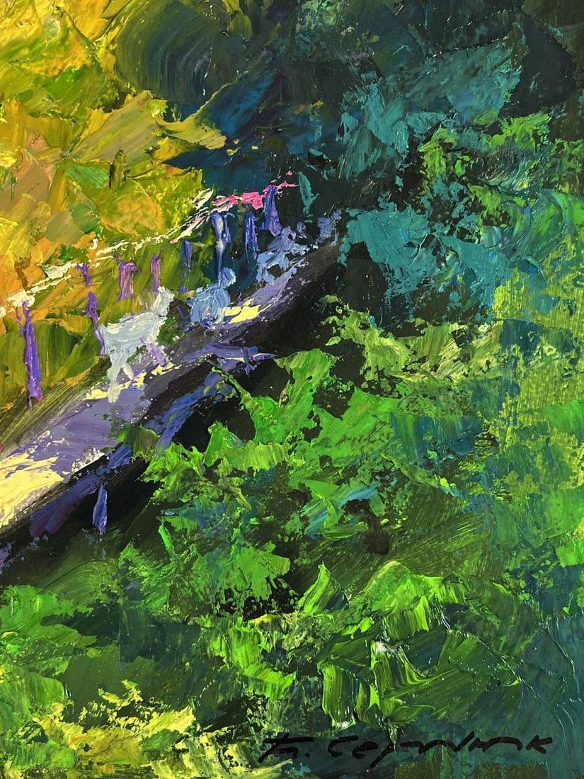 Oil painting Forest bridge over the river Boris Serdyuk - 10