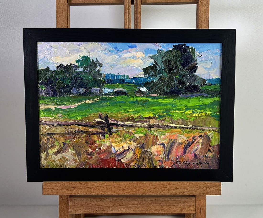 Oil painting The edge of the village Boris Serdyuk: No.AAA6012*** ABOUT THIS PAINTING **** TITLE: "The edge of the village"* ARTISTS: Serdyuk Boris Petrovich* SIZE: 21x30 cm/8.26x11.81 inches'* MEDIUM: oil, cardboard* HAND PAINTED: Original painting fr